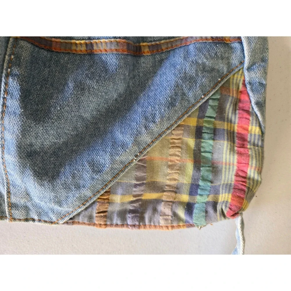 Vintage Shane Denim Shoulder Bag Plaid Patchwork Hobo Messenger Y2K Boho Purse